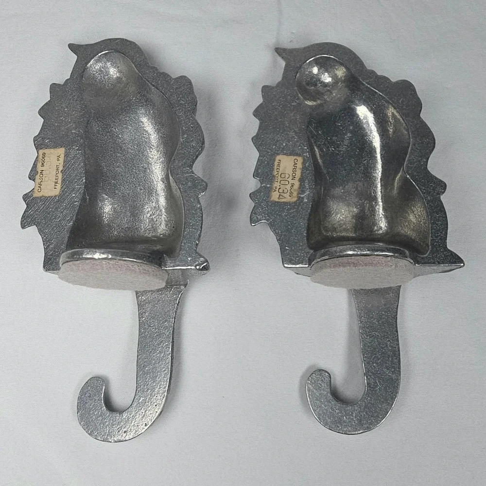 Lot of 2 Vintage Carson Pewter Cat Shelf Sitters # 96069 Book Case Decor Flowers